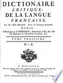 Dictionaire critique, de la langue française: O-Z