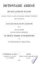 Dictionnaire abrégé de six langues slaves