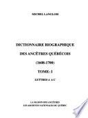 Dictionnaire biographique des ancêtres québécois: Lettres A à C