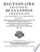 Dictionnaire critique de la langue Française