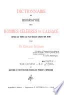 Dictionnaire de biographie des hommes célèbres d'Alsace