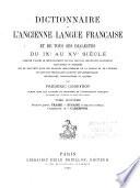 Dictionnaire de l'ancienne langue française, et de tous ses dialectes du IXe au XVe siècle