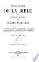 Dictionnaire de la Bible, ou Concordance raisonnée des Saintes Écritures