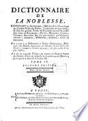 Dictionnaire De La Noblesse