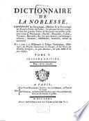 Dictionnaire De La Noblesse