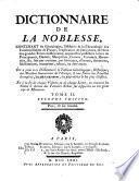Dictionnaire De La Noblesse