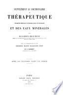 Dictionnaire de thérapeutique, de matière médicale, de pharmacologie, de toxocologie et des eaux minérales