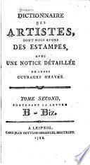 Dictionnaire des artistes, dont nous avons des estampes, avec une notice détaillée de leurs ouvrages gravésD