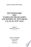 Dictionnaire des familles françaises anciennes ou notables à la fin du XIXe siècle: Additions et corrections