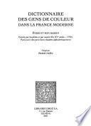 Dictionnaire des gens de couleur dans la France moderne