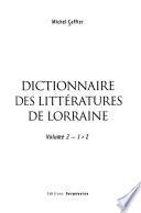 Dictionnaire des littératures de Lorraine: J-Z