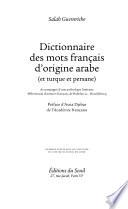 Dictionnaire des mots français d'origine arabe