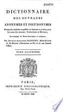 Dictionnaire des ouvrages anonymes et pseudonymes
