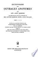 Dictionnaire des ouvrages anonymes