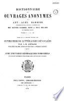Dictionnaire des ouvrages anonymes