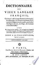 Dictionnaire du vieux language françois