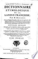 Dictionnaire étymologique de la langue françoise