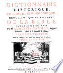 Dictionnaire historique, critique, chronologique, geographique et litteral de la bible. 2. ed