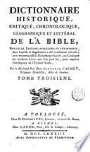 Dictionnaire historique, critique, chronologique, géographique et littéral de la Bible, 3