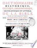 Dictionnaire historique, critique, chronologique, geographique et litteral de la Bible
