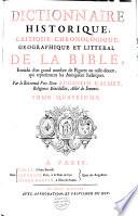 Dictionnaire historique, critique, chronologique, géographique et littéral de la Bible