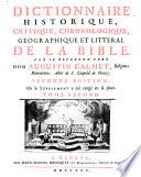 Dictionnaire Historique, Critique, Chronologique, Geographique Et Litteral De La Bible