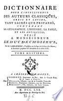 Dictionnaire pour l'intelligence des auteurs classiques, grecs et latins