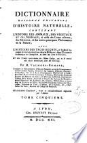 Dictionnaire raisonné universel de l'histoire naturelle