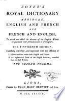 Dictionnaire Royal François-Anglois et Anglois-François, en abrégé