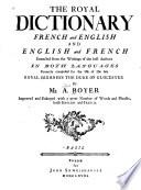 Dictionnaire royal, françois-anglois et anglois-françois
