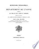 Dictionnaire topographique du département de l'Yonne