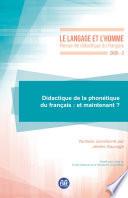 Didactique de la phonétique du français : et maintenant ?