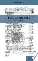 Dire la musique