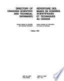 Directory of Canadian Scientific and Technical Databases