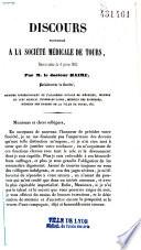 Discours à la société médicale de Tours