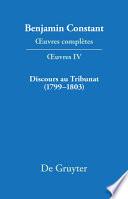Discours au Tribunat. De la possibilité d'une constitution républicaine dans un grand pays (1799–1803)