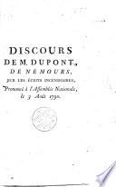 Discours de M. Dupont, de Nemours, sur les écrits incendiaires
