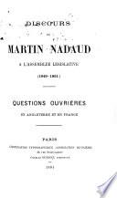 Discours de Martin Nadaud à l'Assemblée législative, 1849-1851