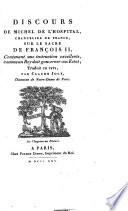 Discours de Michel de L'Hospital ... sur le sacre de Fracois II