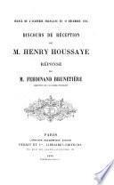 Discours de réception de M. Henry Houssaye