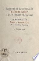 Discours de réception de Robert Kemp à l'Académie française