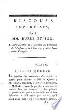 Discours improvisés par MM. Burke et Fox et autres membres de la Chambre des communes de l'Angleterre, le 6 mai 1791, sur la Révolution françoise