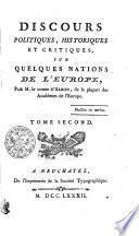 DISCOURS POLITIQUES, HISTORIQUES ET CRITIQUES, SUR QUELQUES NATIONS DE L'EUROPE.