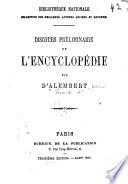 Discours préliminaire de l'Encyclopédie, par d'Alembert