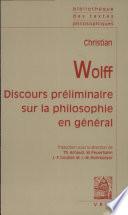 Discours préliminaire sur la philosophie en général