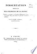 Dissertation médicale sur l'exercice de la danse, etc