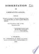 Dissertation sur l'hépatite aiguë; thèse, etc