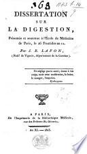 Dissertation sur la digestion