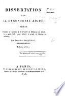 Dissertation sur la dysenterie aiguë; thèse, etc