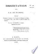 Dissertation sur la syncope; thèse, etc